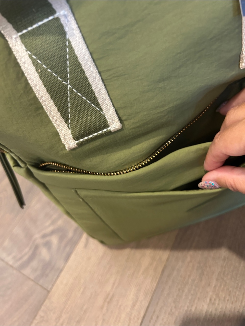 NWT Universal Thread Olive Nylon Top-Handle Backpack - Picture 3 of 6